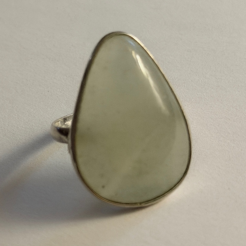 New Aventurine Elegant Green Quartz 925 Sterling Silver Tear Drop Artisan Ring - Picture 8 of 12